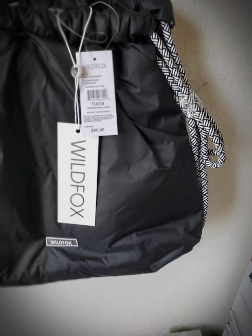 Wildfox Black & Gray  Drawstring Backpack - Picture 5 of 14